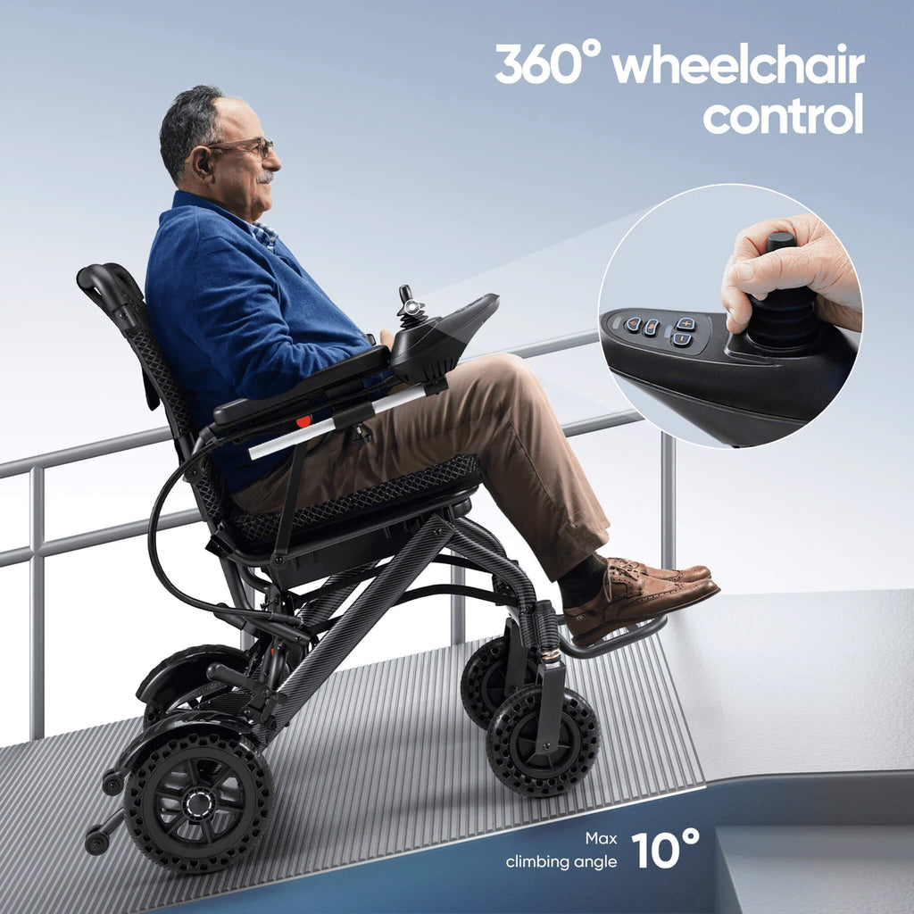 Premium Lightweight Foldable All-Terrain Electric Wheelchair, 300LBS