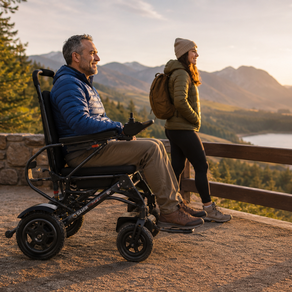 Premium Lightweight Foldable All-Terrain Electric Wheelchair, 330LBS