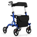 Folding Aluminum Walker with 8 Inch Wheels and Seat