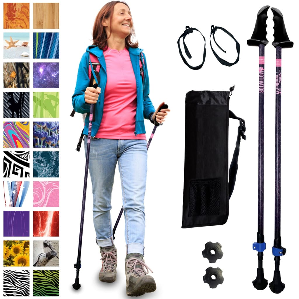 Motivator Walking Poles for Balance and Rehab - Lightweight, Adjustable, and Collapsible with Travel Bag