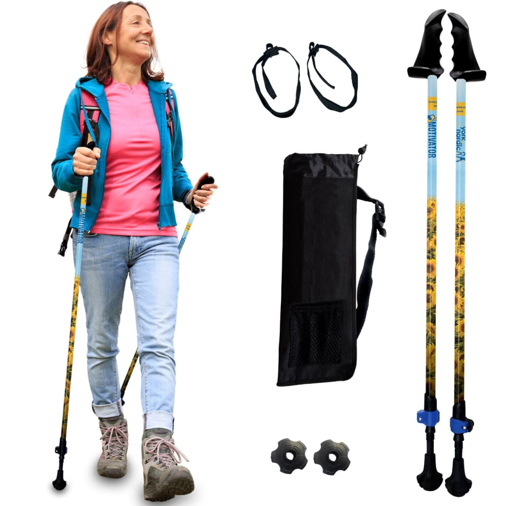 Motivator Walking Poles for Balance and Rehab - Lightweight, Adjustable, and Collapsible with Travel Bag
