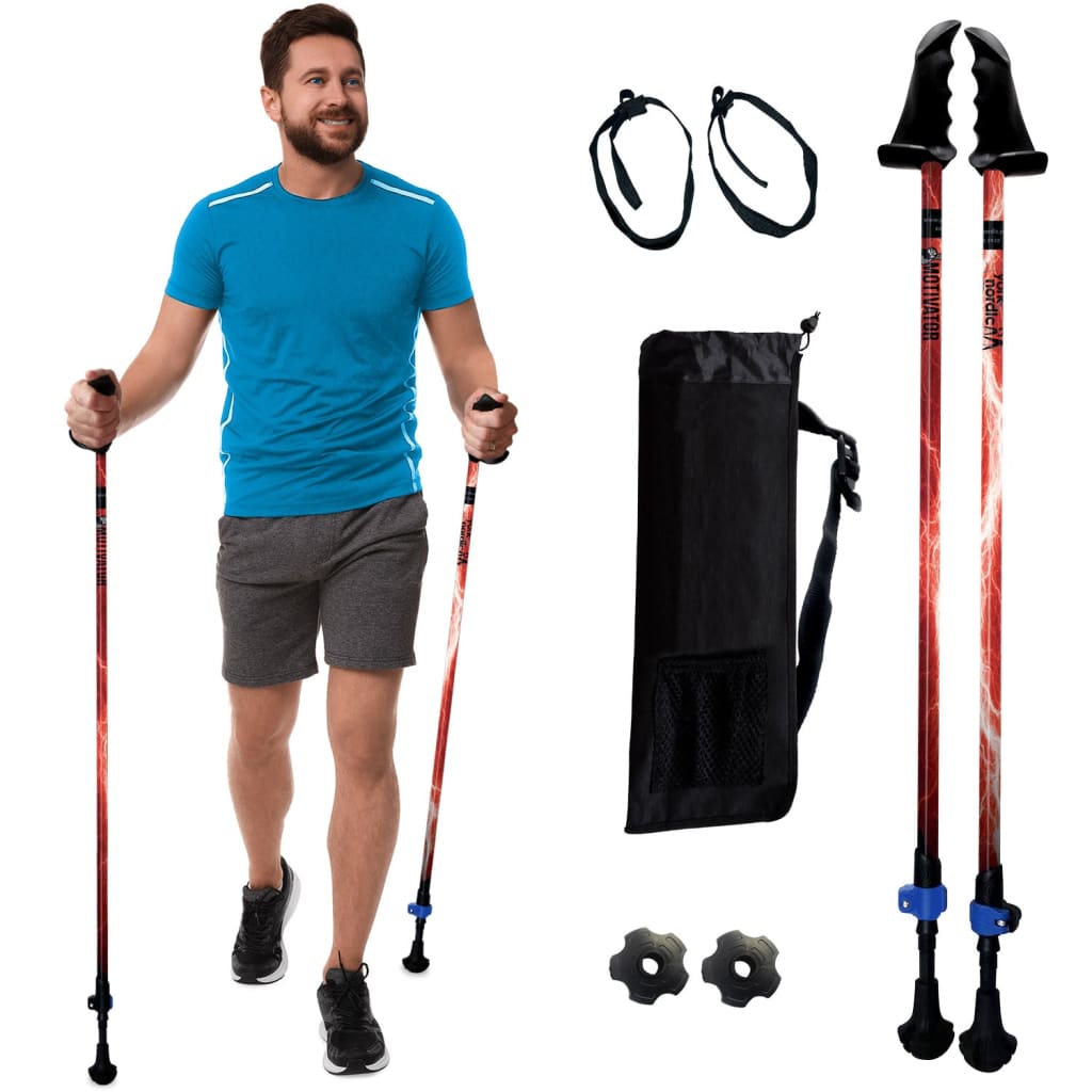 Motivator Walking Poles for Balance and Rehab - Lightweight, Adjustable, and Collapsible with Travel Bag