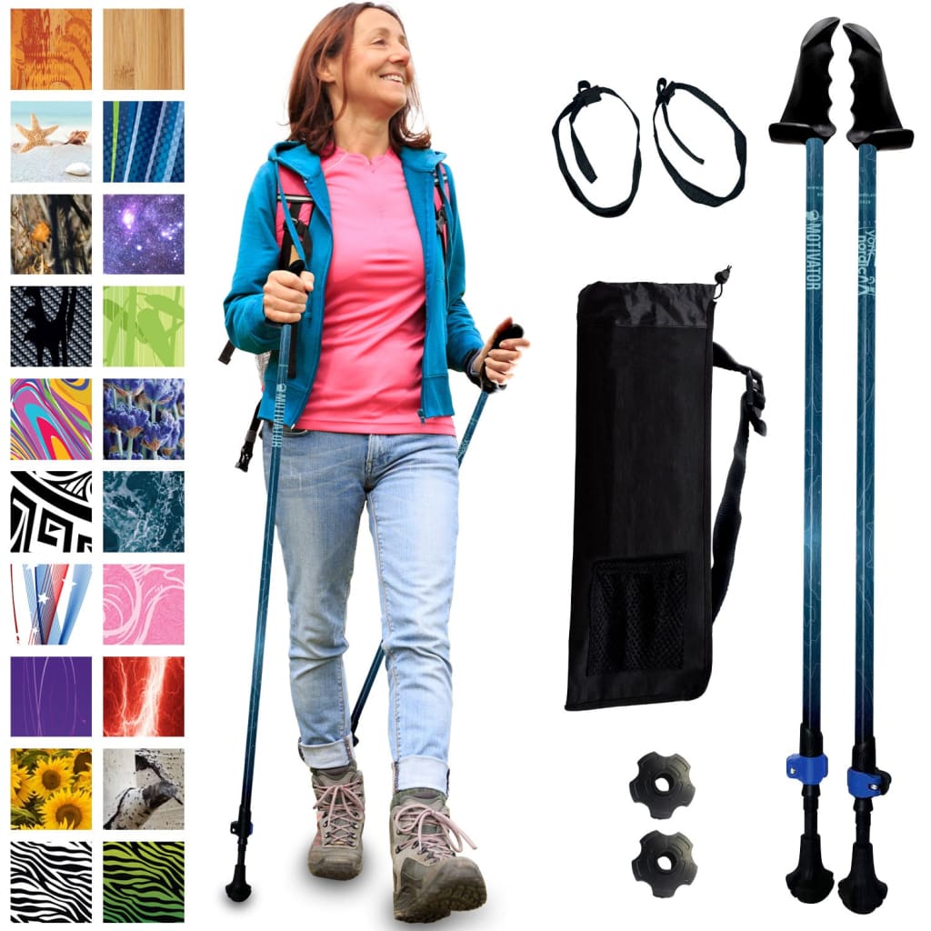 Motivator Walking Poles for Balance and Rehab - Lightweight, Adjustable, and Collapsible with Travel Bag