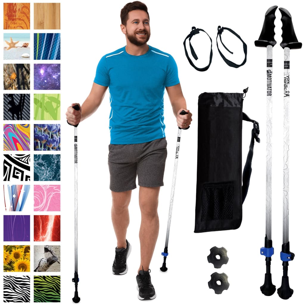 Motivator Walking Poles for Balance and Rehab - Lightweight, Adjustable, and Collapsible with Travel Bag