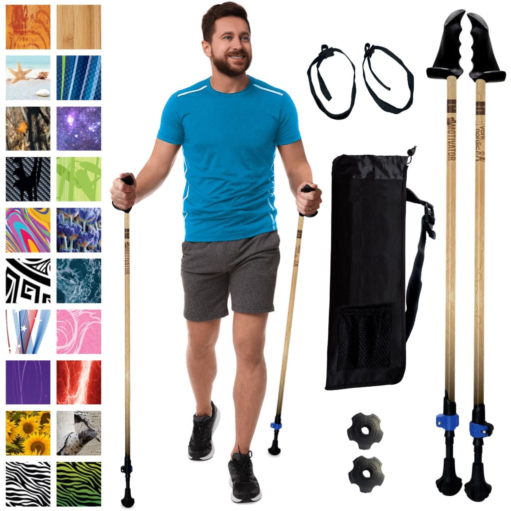 Motivator Walking Poles for Balance and Rehab - Lightweight, Adjustable, and Collapsible with Travel Bag
