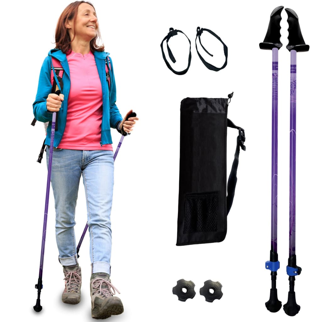 Motivator Walking Poles for Balance and Rehab - Lightweight, Adjustable, and Collapsible with Travel Bag