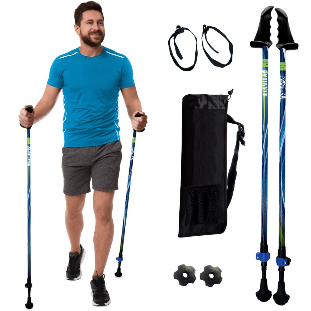 Motivator Walking Poles for Balance and Rehab - Lightweight, Adjustable, and Collapsible with Travel Bag