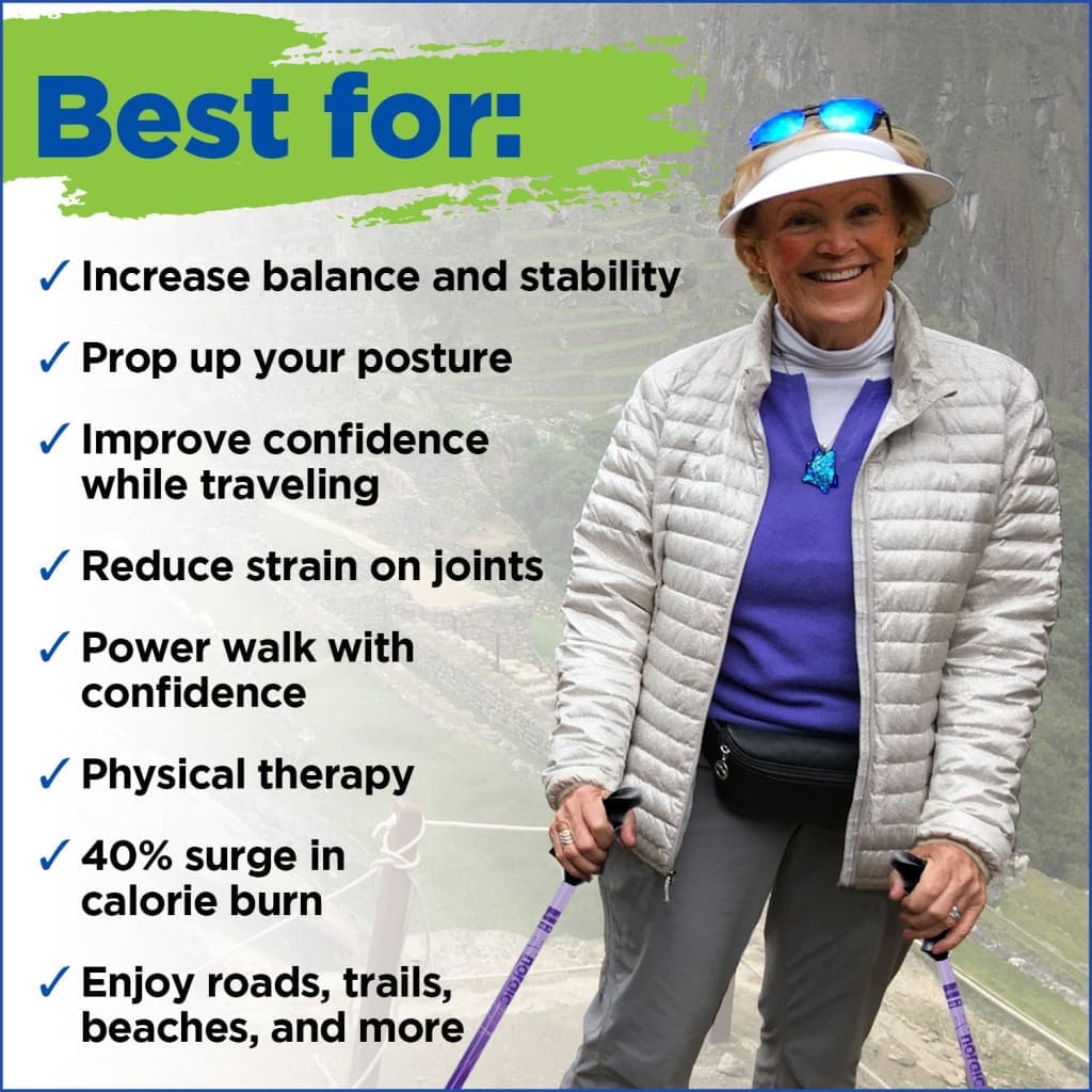 Motivator Walking Poles for Balance and Rehab - Lightweight, Adjustable, and Collapsible with Travel Bag